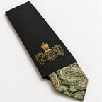 Emerald and Champagne Paisley Silk Tie in George Neale premium packaging