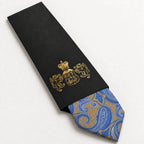 Yellow and Blue Paisley Silk Tie in George Neale premium packaging