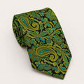 A rolled George Neale green and black paisley silk tie.