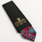 Crimson and Teal Paisley Silk Tie in George Neale premium packaging