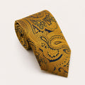 A rolled George Neale gold and navy paisley silk tie.