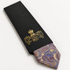Champagne and Blue Paisley Silk Tie in George Neale premium packaging