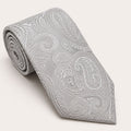 A rolled George Neale silver paisley silk tie.
