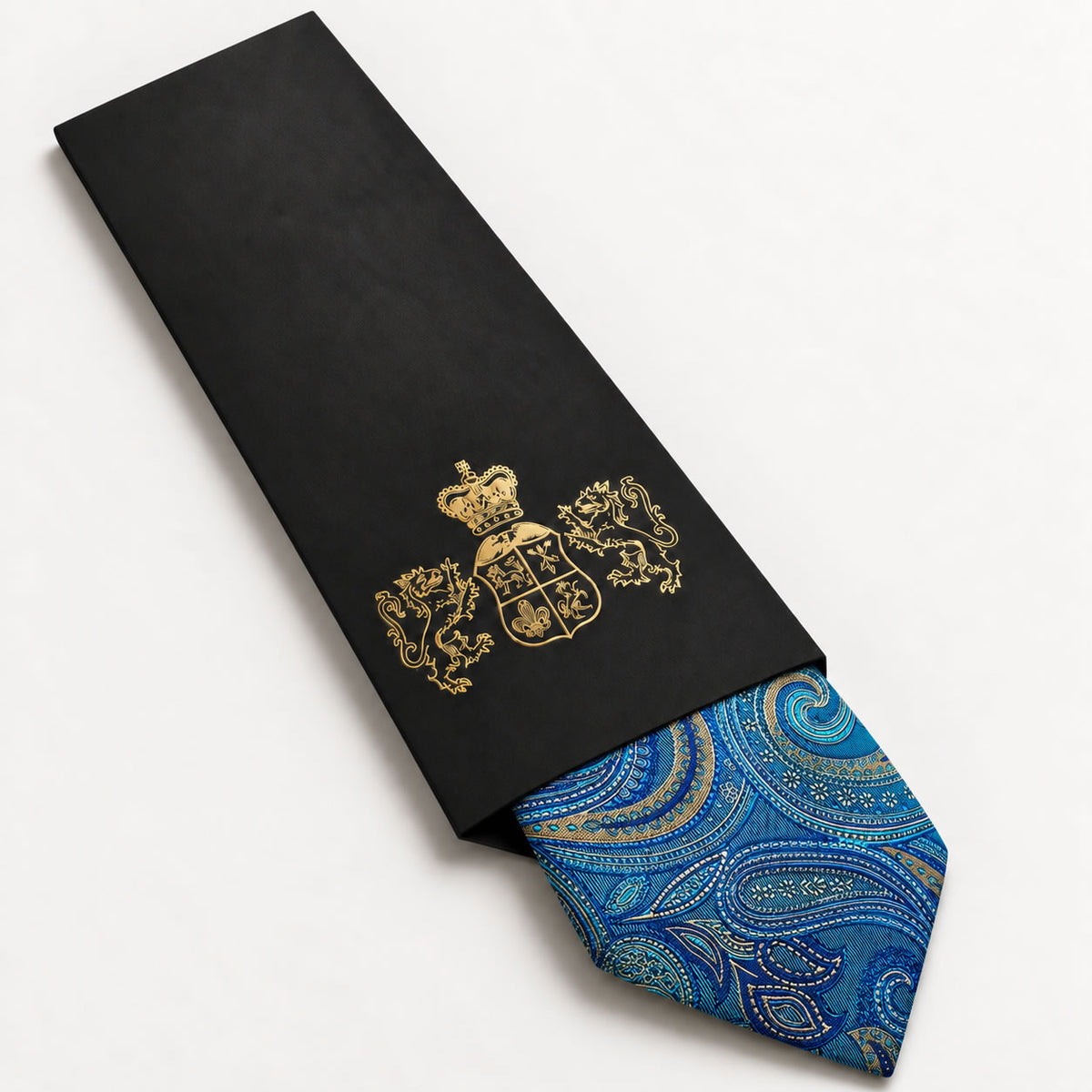 Teal Paisley Silk Tie in George Neale premium packaging