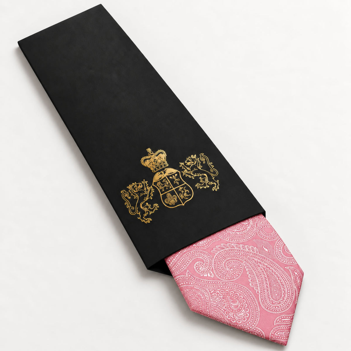 Pink Paisley Silk Tie in George Neale premium packaging