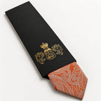 Orange and Silver Paisley Silk Tie in George Neale premium packaging