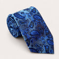 A rolled George Neale blue paisley silk tie.