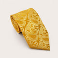A rolled George Neale yellow paisley silk tie.