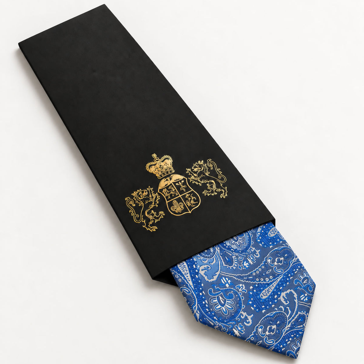 Blue Paisley Silk Tie in George Neale premium packaging