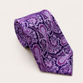 A rolled George Neale purple paisley silk tie.