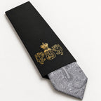 Silver Paisley Silk Tie in George Neale premium packaging