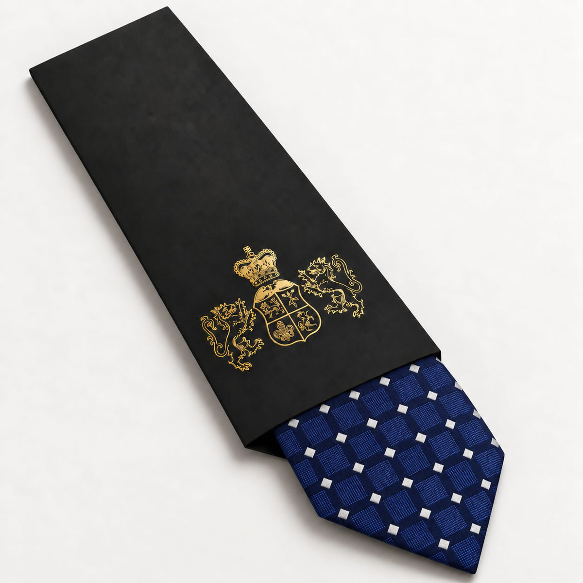 Blue Polka Dot Silk Tie in George Neale premium packaging