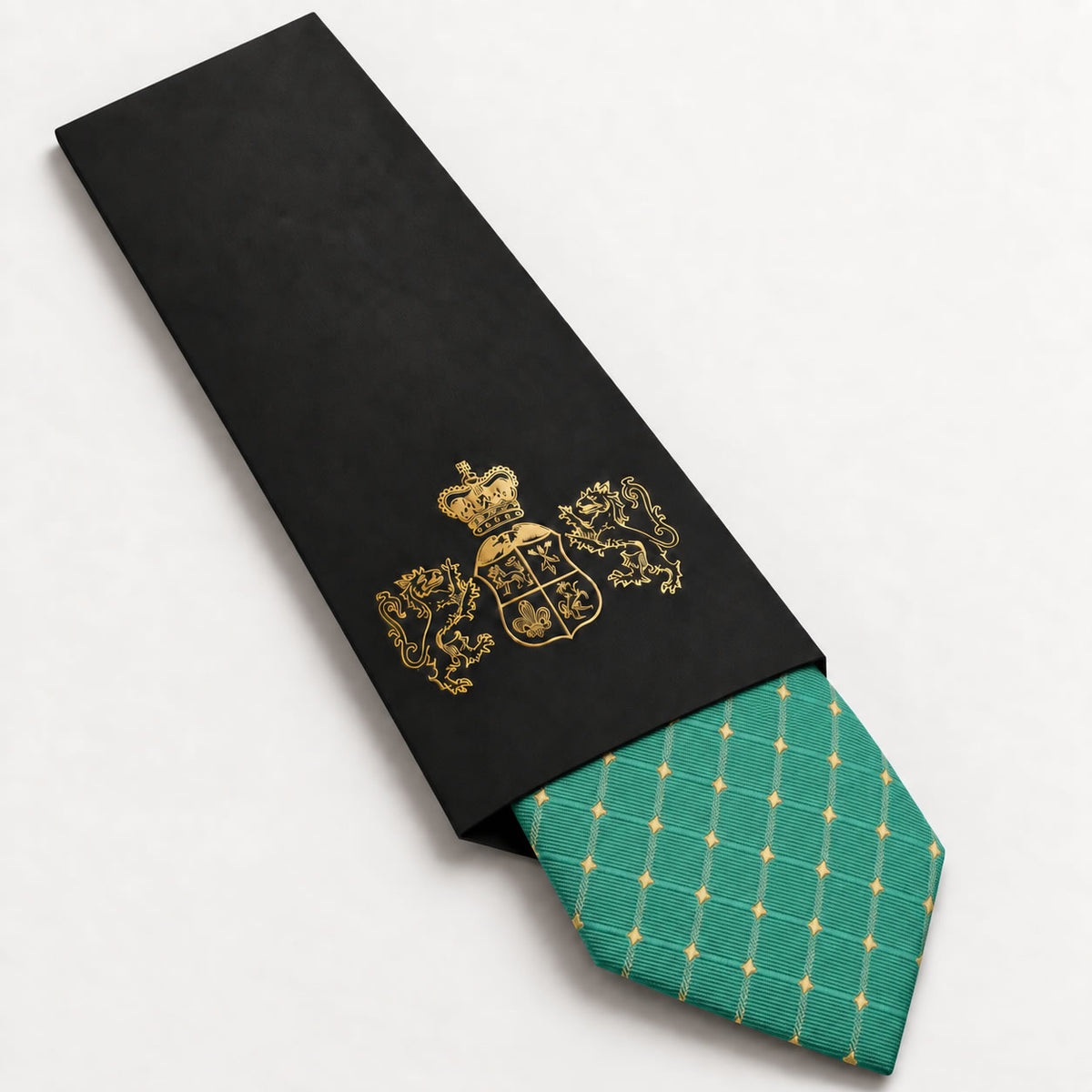 Aquamarine and Gold Polka Dot Silk Tie in George Neale premium packaging