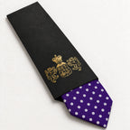 Purple and White Polka Dot Silk Tie in George Neale premium packaging