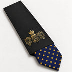 Navy and Gold Polka Dot Silk Tie in George Neale premium packaging