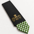 Dark Green and White Polka Dot Silk Tie in George Neale premium packaging