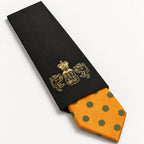 Orange and Olive Green Polka Dot Silk Tie in George Neale premium packaging