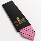 Pink and Navy Polka Dot Silk Tie in George Neale premium packaging