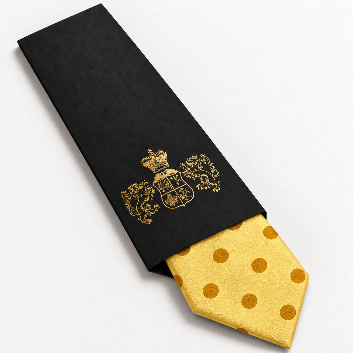 Lemon Polka Dot Silk Tie in George Neale premium packaging