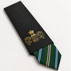 Green and Blue Stripe Silk Tie in George Neale premium packaging