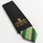 Green and Blue Stripe Silk Tie in George Neale premium packaging