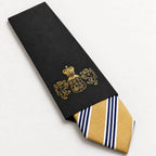 Champagne and Navy Stripe Silk Tie in George Neale premium packaging
