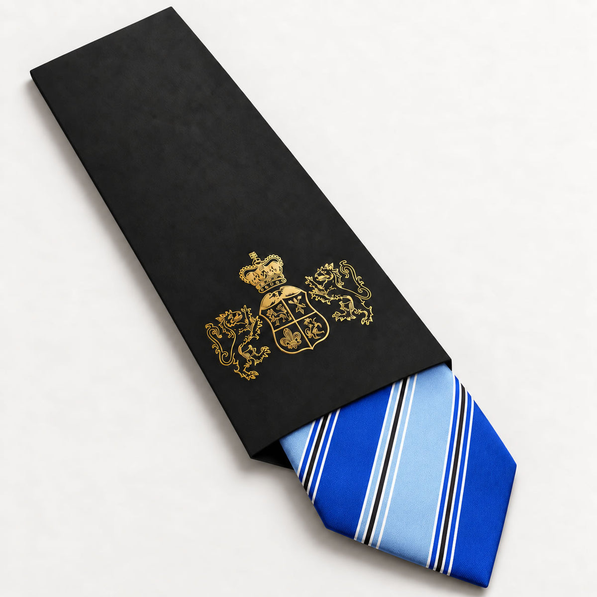 Blue Stripe Silk Tie in George Neale premium packaging