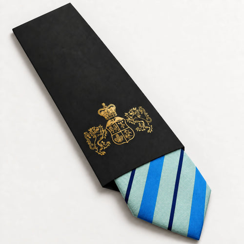 Aquamarine Stripe Silk Tie in George Neale premium packaging