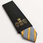 Silver and Gold Stripe Silk Tie in George Neale premium packaging