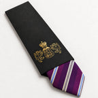 Purple Stripe Silk Tie in George Neale premium packaging