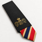 Red and Navy Stripe Silk Tie in George Neale premium packaging