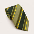 A rolled George Neale green stripe silk tie.