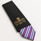 Purple and Blue Stripe Silk Tie in George Neale premium packaging