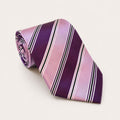 A rolled George Neale purple and lilac stripe silk tie.