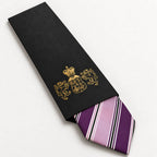 Purple and Lilac Stripe Silk Tie in George Neale premium packaging