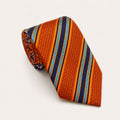 A rolled George Neale orange and navy stripe silk tie.