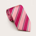 A rolled George Neale pink stripe silk tie.