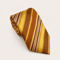 A rolled George Neale gold stripe silk tie.