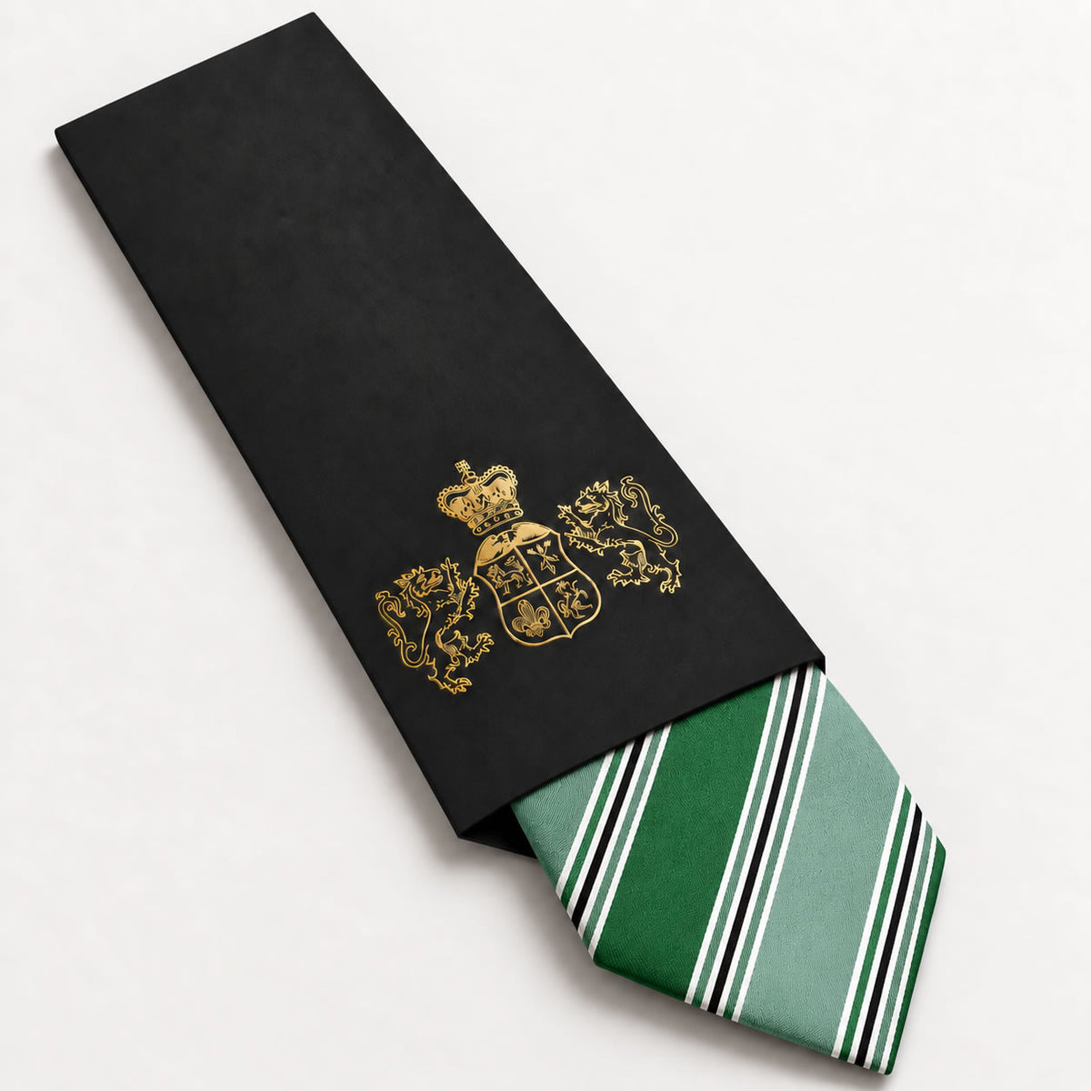 Green Stripe Silk Tie in George Neale premium packaging