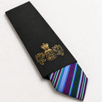 Purple Multi-Stripe Silk Tie in George Neale premium packaging