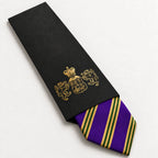 Purple and Green Stripe Silk Tie in George Neale premium packaging