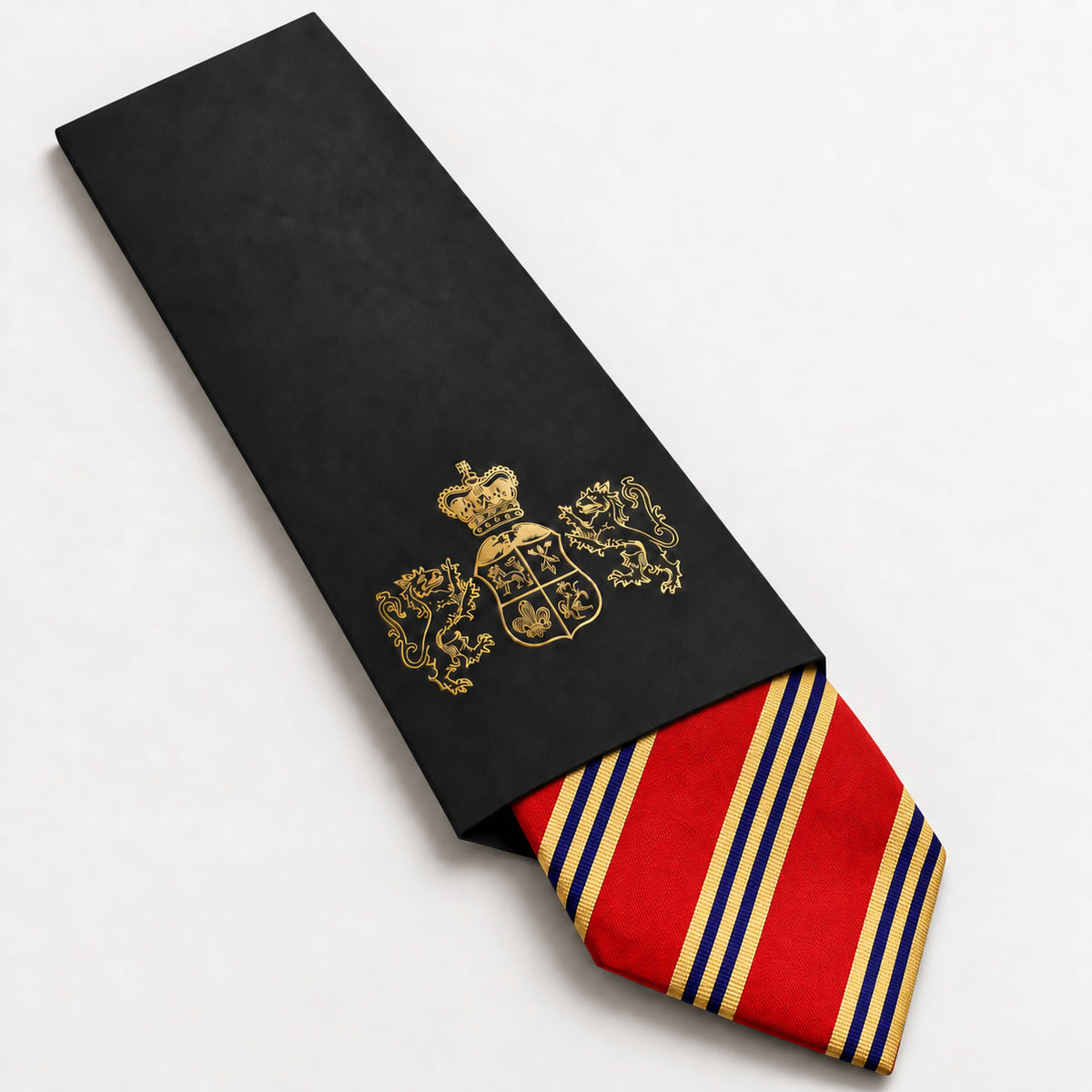Red and Navy Stripe Silk Tie in George Neale premium packaging