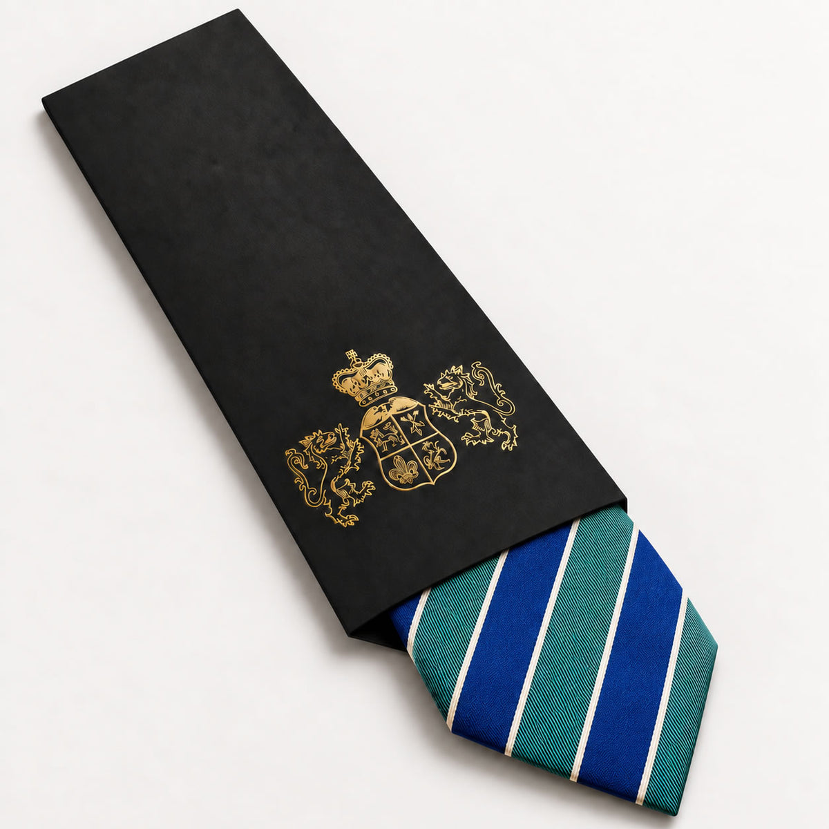 Blue and Turquoise Stripe Silk Tie in George Neale premium packaging