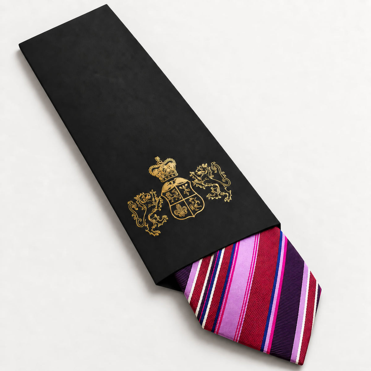 Pink Multi-Stripe Silk Tie in George Neale premium packaging