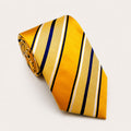 A rolled George Neale yellow and navy stripe silk tie.