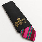 Pink and Green Stripe Silk Tie in George Neale premium packaging