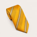 A rolled George Neale gold stripe silk tie.