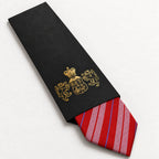 Red Stripe Silk Tie in George Neale premium packaging