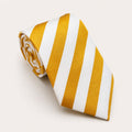 A rolled George Neale gold and white stripe silk tie.