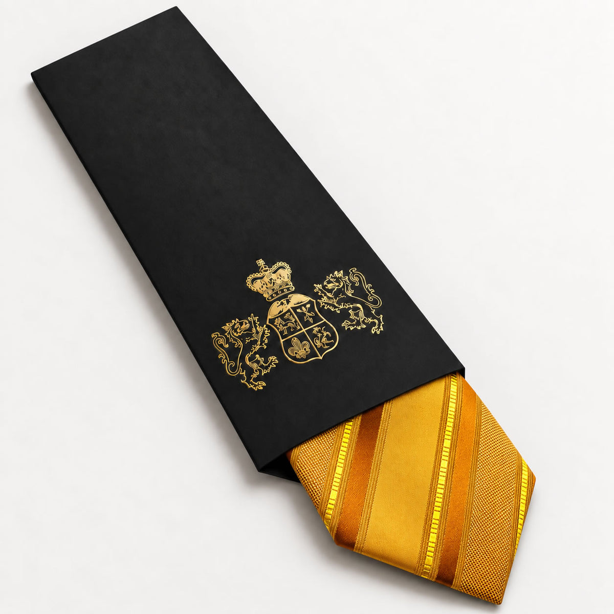 Gold Stripe Silk Tie in George Neale premium packaging
